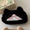 Kawaii Cat Printed Pencil Case Cute Stationery Storage Bag Plush Cat Stationer Bag  Student Use