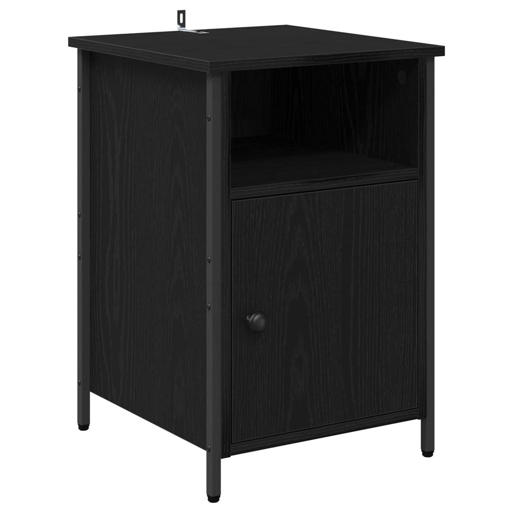 Nightstand Black Oak Effect 40 X 42 X 60 Cm Engineered Wood