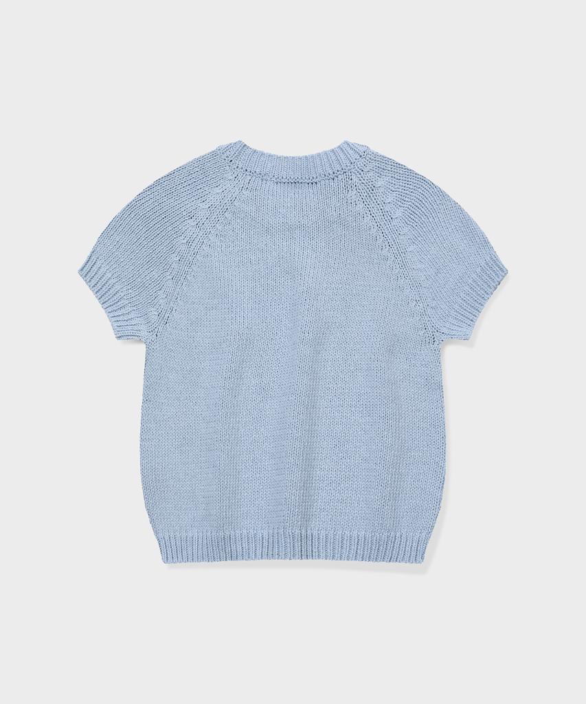 Geulleondeun Plump Short-Sleeve Knit Sweater (Light Blue)
