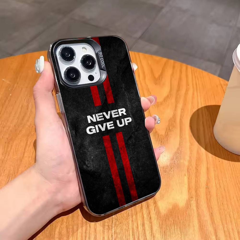 M-Motivate yourself to never give up Phone Case For iPhone17,16,15,14,13,12,11,Pro,MAX Gray Matte Silicone Black Cover