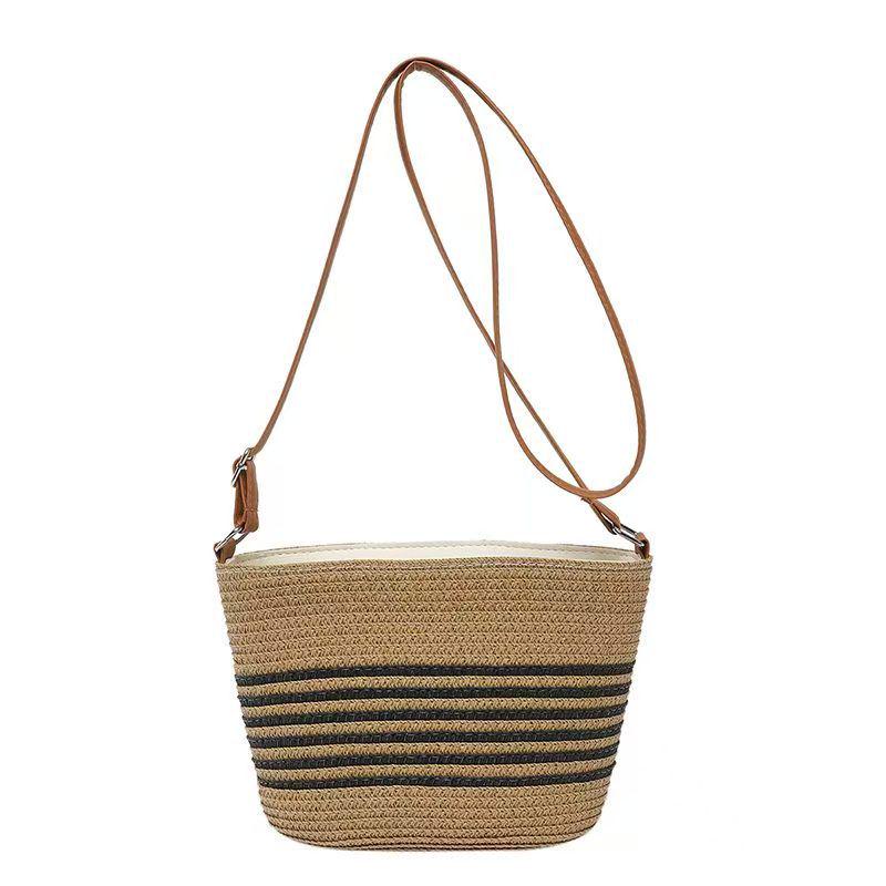 French-Style Woven Beach Tote - Versatile Single Shoulder Bag