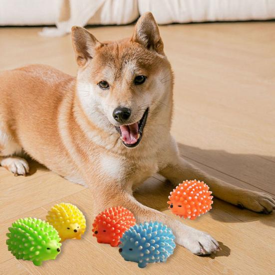 Interactive Dog Chew Toy Hedgehog Shape Squeaky Dog Chew Toy Spiky Teeth Cleaning Toy Bite-Resistant for Aggressive Chewers