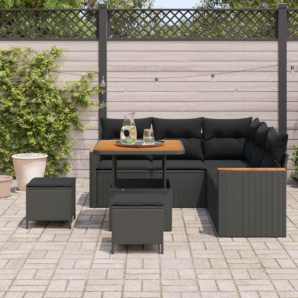 Garden Sofa Set 8 pcs Black Poly Rattan