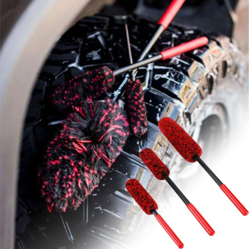 Bendable Design Auto Wheel Woolies Brushes Long Handle Car Rim Tire Wash Brushes  Tire Washing