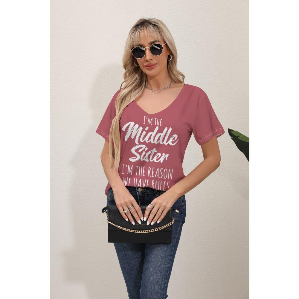 Women's T-shirts Summer Gradient Graphics Tops V Neck Fashion Female Vintage Clothing Floral Print