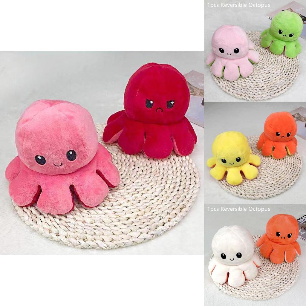 Adorable Poulpe Peluche Réversible Double Face À Retourner Pour Enfants Doux Et Câlin Animal En Peluche Vie Marine