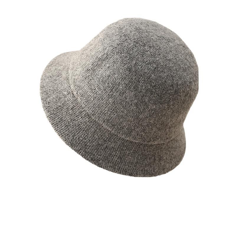 Solid Color Knitted Basin Hat Women's Autumn and Winter Warm Bucket Hat Fashion Bucket Hat Retro Winter Hat