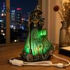 Halloween Decorative Resin Light Witch Tabletop Lamp, Gothic Night with Broom & Lantern, Table Lamp USB Powered Spooky Ambient for Mantel Shelf