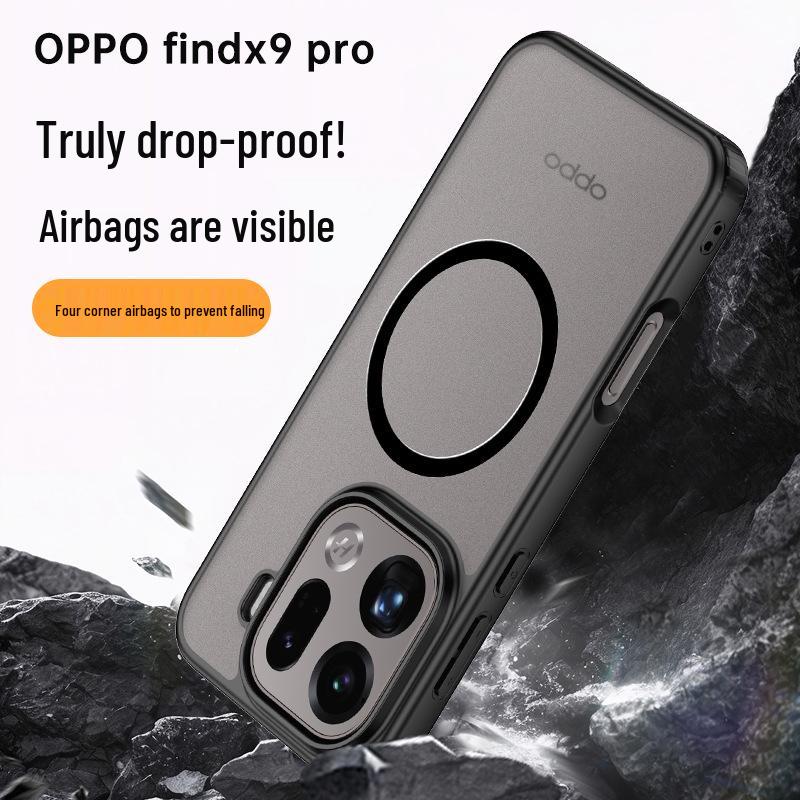 OPPO Find X9 Pro/Realme GT7 Magnetiskt Pansar Frostat Transparent Stöttåligt Telefonskal