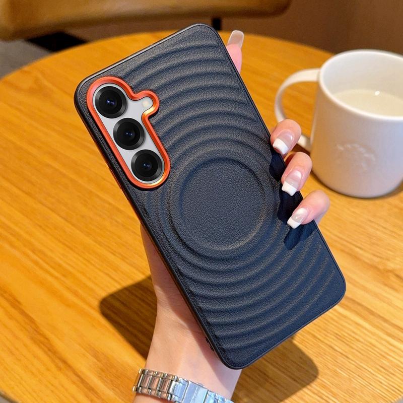 For Samsung Galaxy S25 S25Plus S25 Ultra S25 Edge Solid Color Corrugated Magnetic Dropproof and Fingerprint Resistant Phone Case
