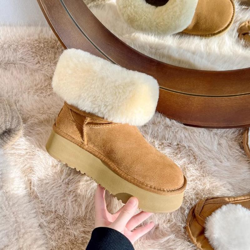 Women's large size soft sole two wear heightening warm fur one winter non-slip wear-resistant snow boots plush lining outdoor sports cotton boots