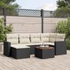 VidaXL Garden Lounge Set 7 Pcs with Cushions Black Wicker 3224222
