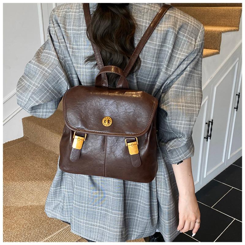 Tasche Damen neuer Retro Pendlerrucksack Textur modisch tragbar einfarbig Schulterrucksack Damen