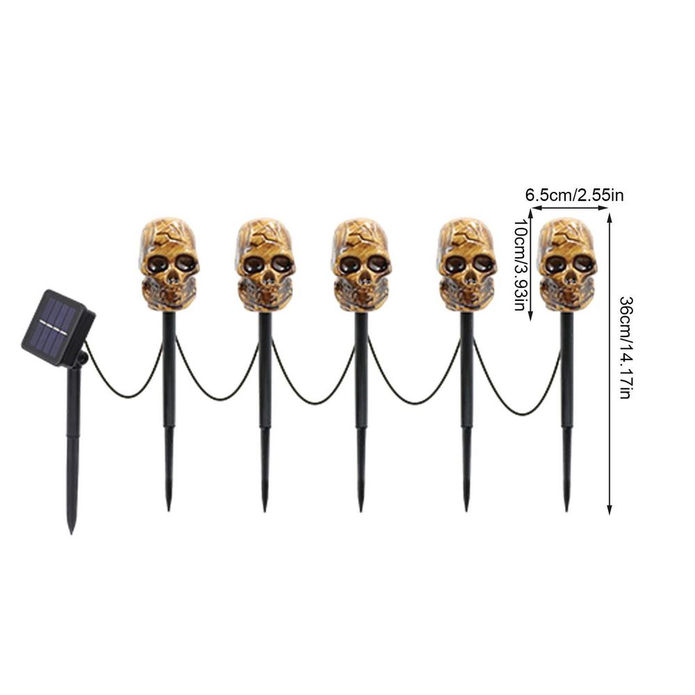 

Skull Solar Pathway Lights 5Pcs Waterproof Pathway Stake Lights Spooky Solar Powered Light For Garden Patio Yard Pathway