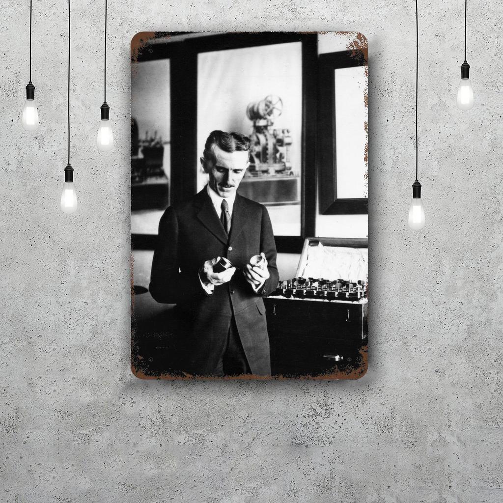 Nikola Tesla Vintage Tin Sign Home Decor Wall Decor Art Wall Mural Room Decoration Decor Retro Metal Sign Plate Bar Posters