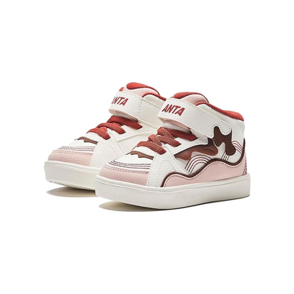 Anta Comfortable Durable High-Top Walking Shoes Baby Shoes White Pink A322340022-3