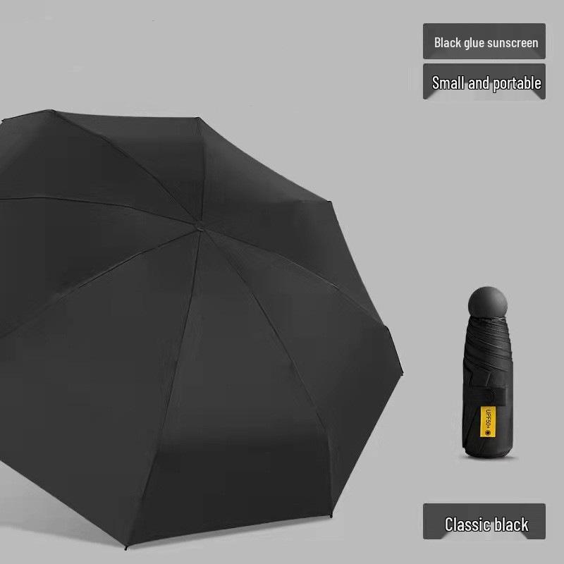 UV Protective Black Folding Sun Umbrella - Anti-Ultraviolet Women's Sunshade with Custom Logo