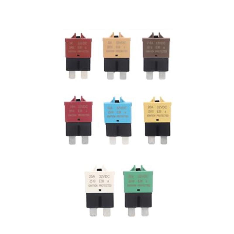 8pcs Car Pack Circuit Breaker Blade Manual Reset Fuse 3A 5A 7.5A 10A 15A 20A 25A 30A Mixed For Marine Boat RV Truck Cars