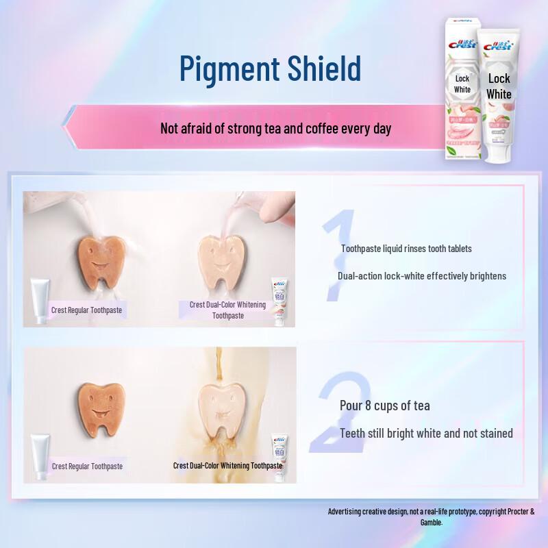 Crest Dual-Color Whitening Toothpaste with Peach Bubble Scent