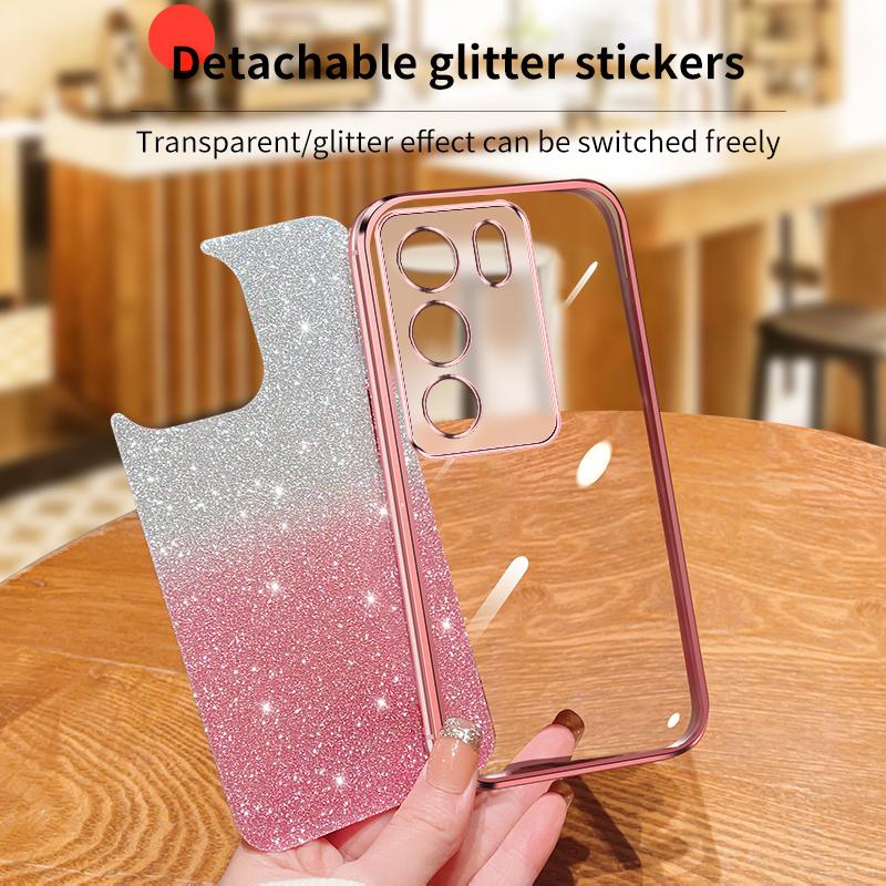 KEYSION Luxury Plating Glitter Phone Case for VIVO V29 5G Transparent Soft TPU Shockproof Back Cover for VIVO V29 5G