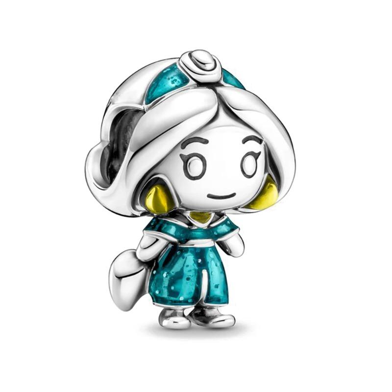 S925 Silver Disney Princess Charms Mermaid Elsa Belle Snow White Beads Fit Original Bracelet DIY Pendant Women Jewelry