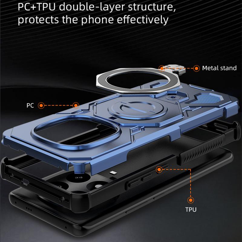 KEYSION Shockproof Magnetic Case for Redmi Note 14 Pro+ 5G Upright Live Metal Ring Stand Phone Back Cover for Xiaomi POCO X7 5G
