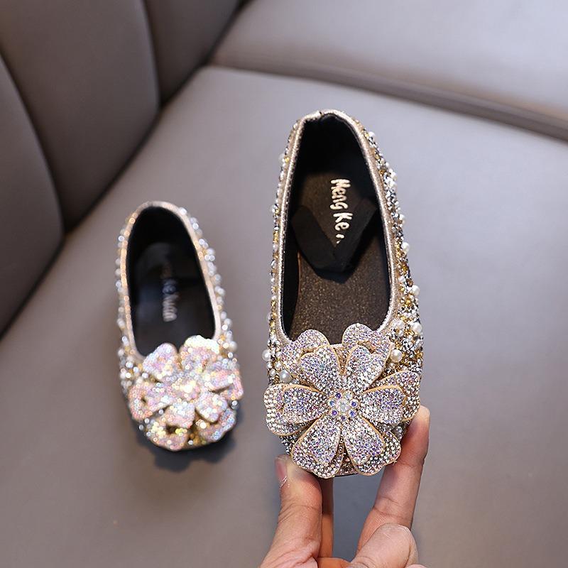 Autumn New Style Ladylike Baby Girl Children's Princess Rhinestone Single Shoes Leather Shoes Dance Performance Shoes