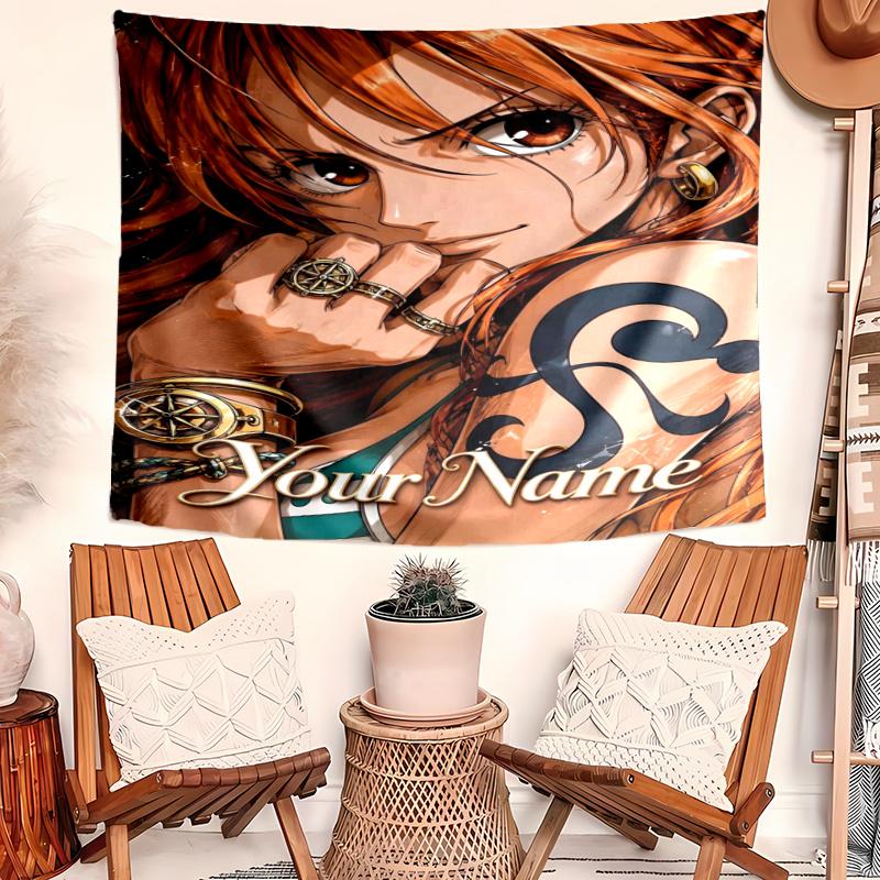 Personalized Name Nami Tapestry, Wall Hanging Tapestry, Pattern Tapestry for Dorm Bedroom Living Room Wall Art Photography Backdrop