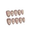 Glitter Press On Nails Short Almond Gel Glue On Cat Eye Nail Neutral Short Stiletto Fake Nails Acrylic Oval False Nails Manicure Kits for Women