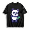 Cute Bamboo-Hugging Panda Print Casual Loose Unisex T-Shirt Pure Cotton T-shirt