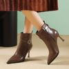 Thin heel Martin boots women's autumn and winter beautiful short boots design sense belt buckle pointed side zipper high heel boots