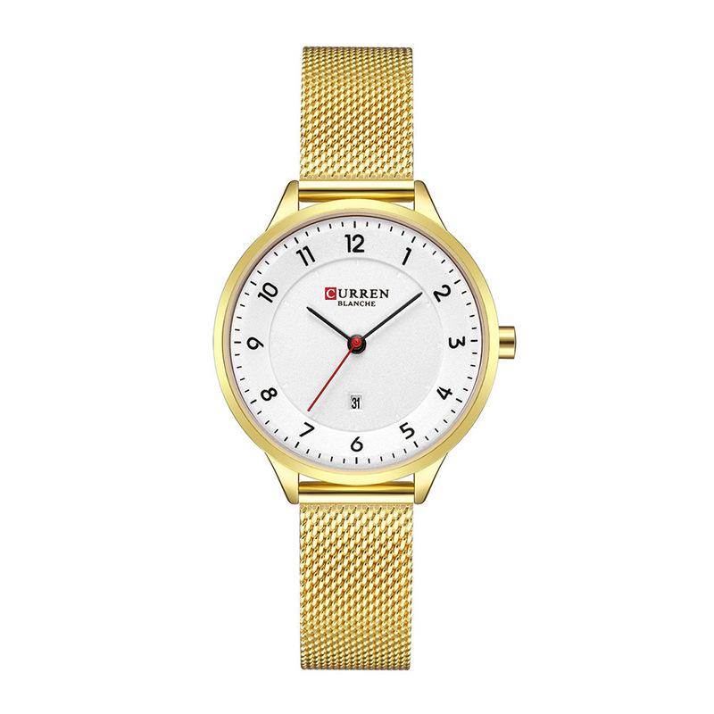 CURREN New Top Women's Watch Quartz Watches Fashion Simplicity Dial Metal Network with Casual Women's Watch