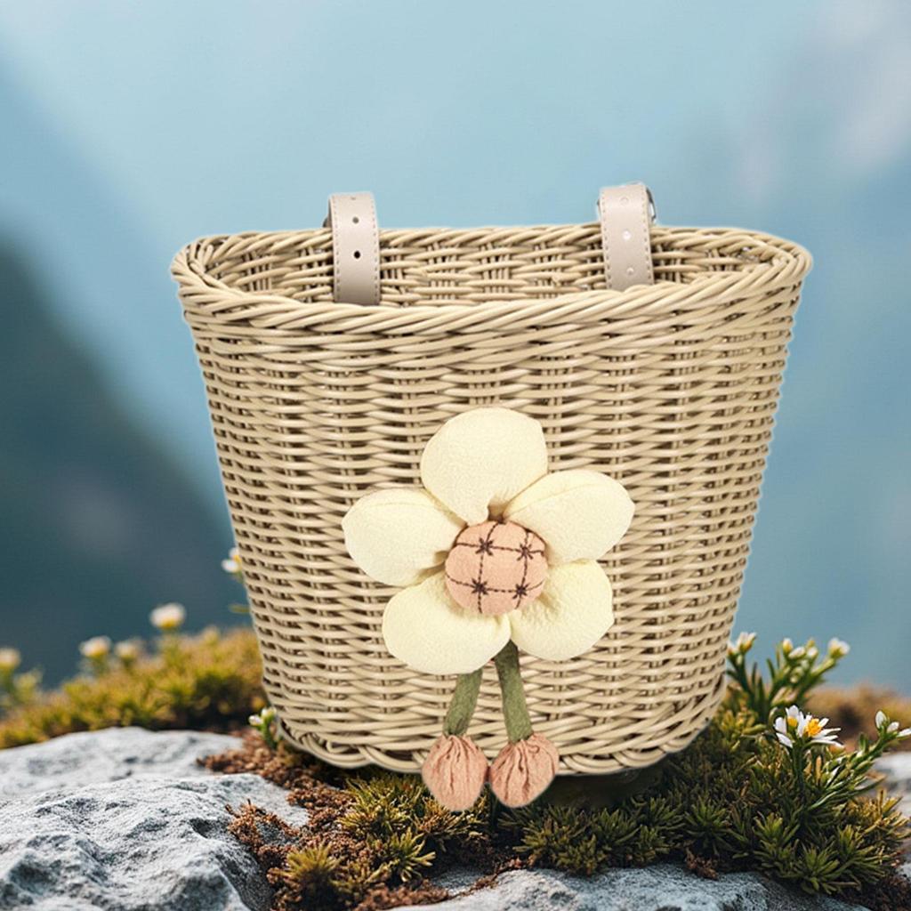 Kids Bike Basket Easy to Install Woven Front Bicycle for Children