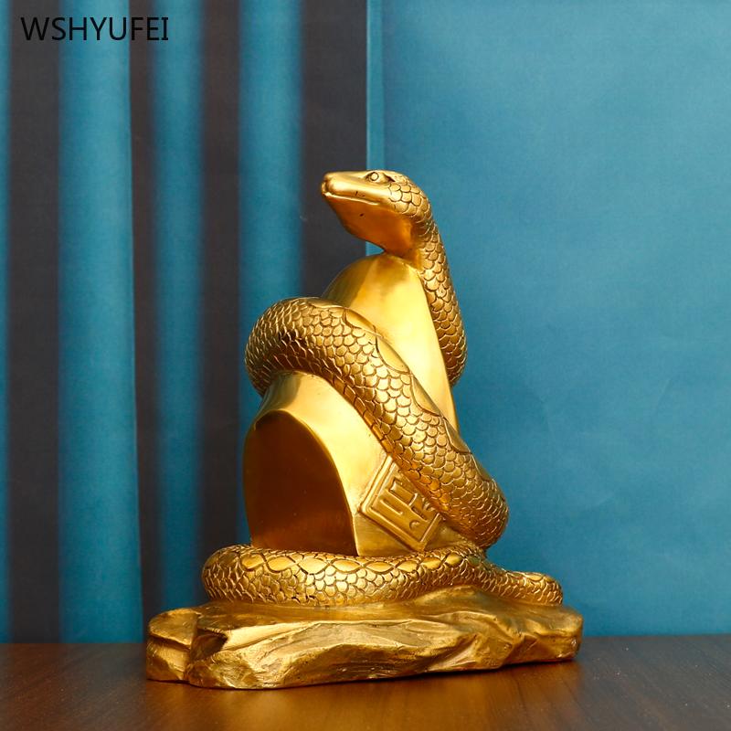 Home decoration accessories Metal snake Feng Shui ornaments mascot Office decorations metal handicrafts Zodiac Snake 1pcs