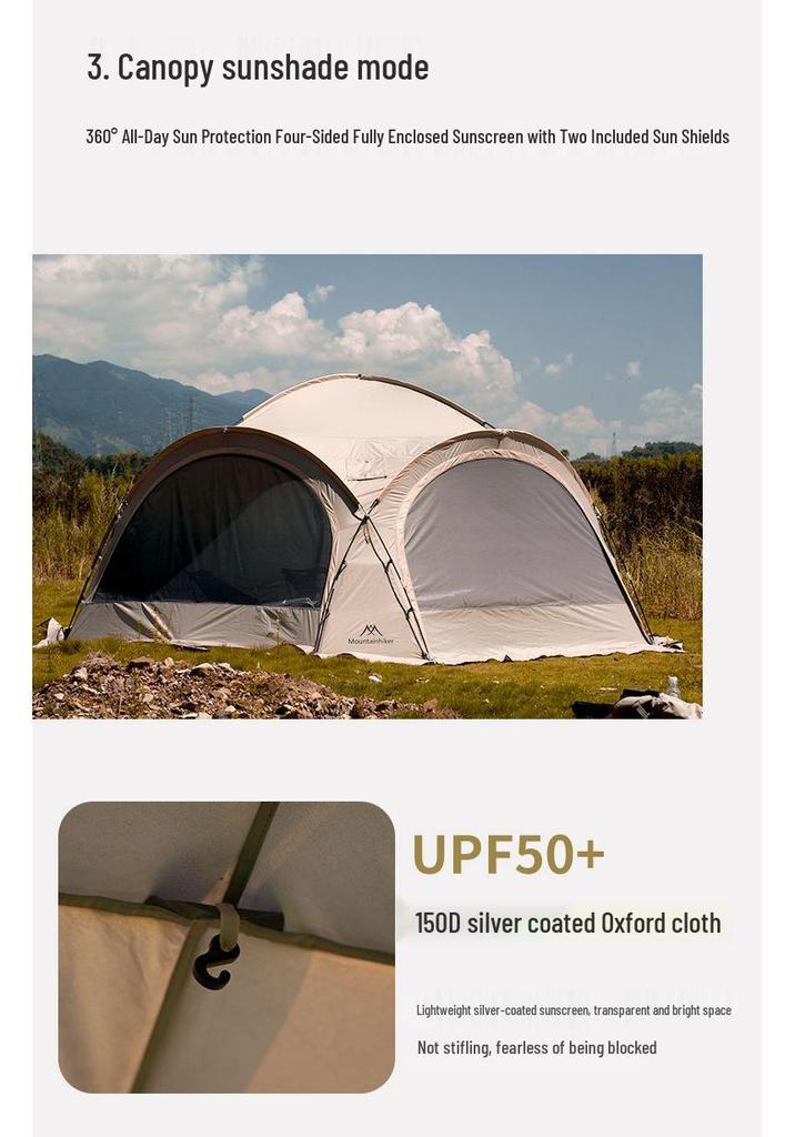Bergkuppel Campingzelt: Großes Outdoor-Vordach für mehrere Gäste, ideal für Campingplätze und Selbstfahrer-Touren.