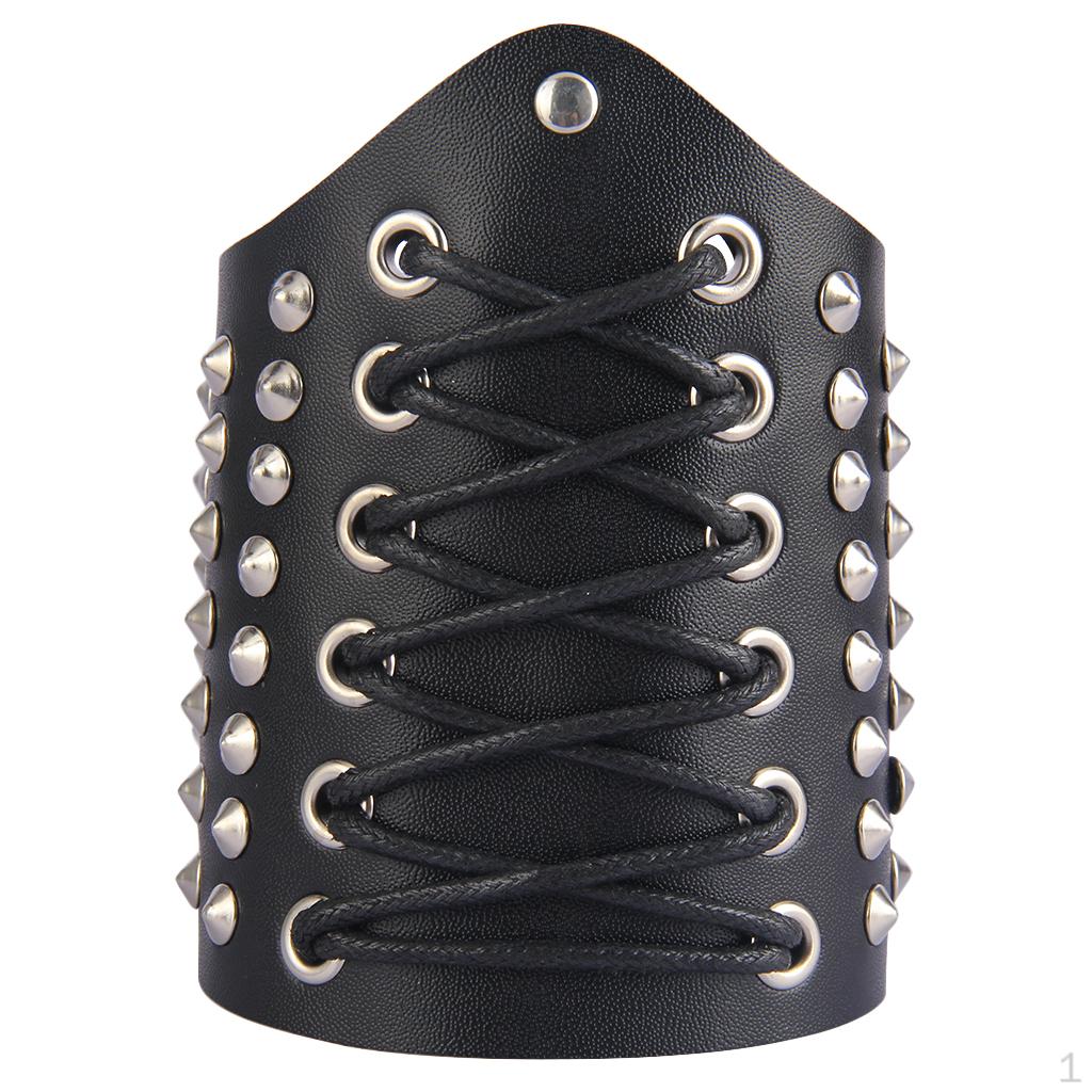 

Wide Leather Stud Wrist Band Cuff Arm Guard Punk чорний
