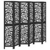 6 Piece Black Solid Wood Folding Screen Paulownia