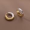 1Pair Ear Buckle Hoop Earrings Two-color Round Earrings Bicolor Earrings  Girl Women