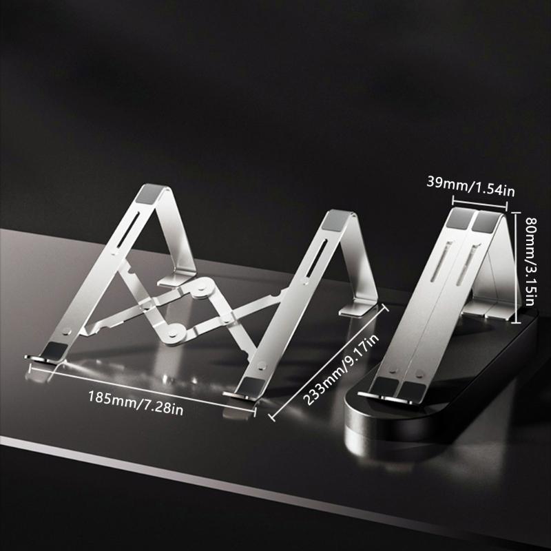 Foldable Computer Risers, Metal Notebook Support with AntiSlip Silicone Pad for Computer Notebook Tablets