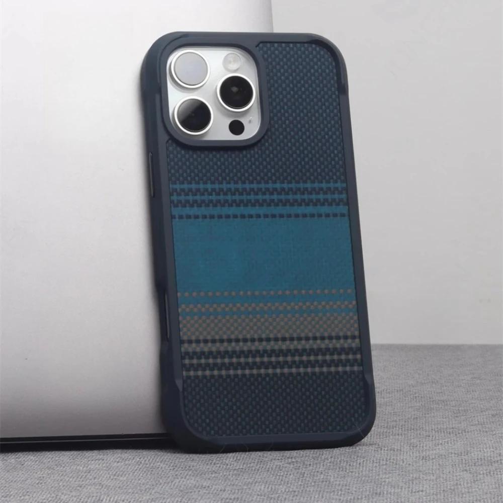 

Luxury Built in Magnetic Ultra Slim Carbon Fiber Full Case For IPhone 17 16 Pro Max Retro Skin Feel Shockproof Protective Cover iPhone17