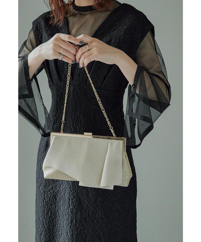 Shiny Tuck Clutch Party Satin F [niana] Bag, Bag, Lamé Handbag, Beige,