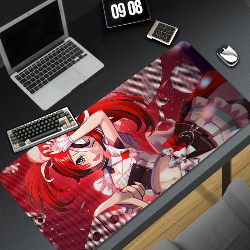 Gaming Mouse Pad Large Desk Mat Antislip Stitched Edges Cute Anime Girl Colorful Cartoon Print Waterproof Mat for Home