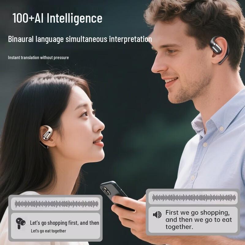 Newmine CT15 Bluetooth-Headset mit Ohrbügel, KI-Übersetzung und ENC-Geräuschunterdrückung