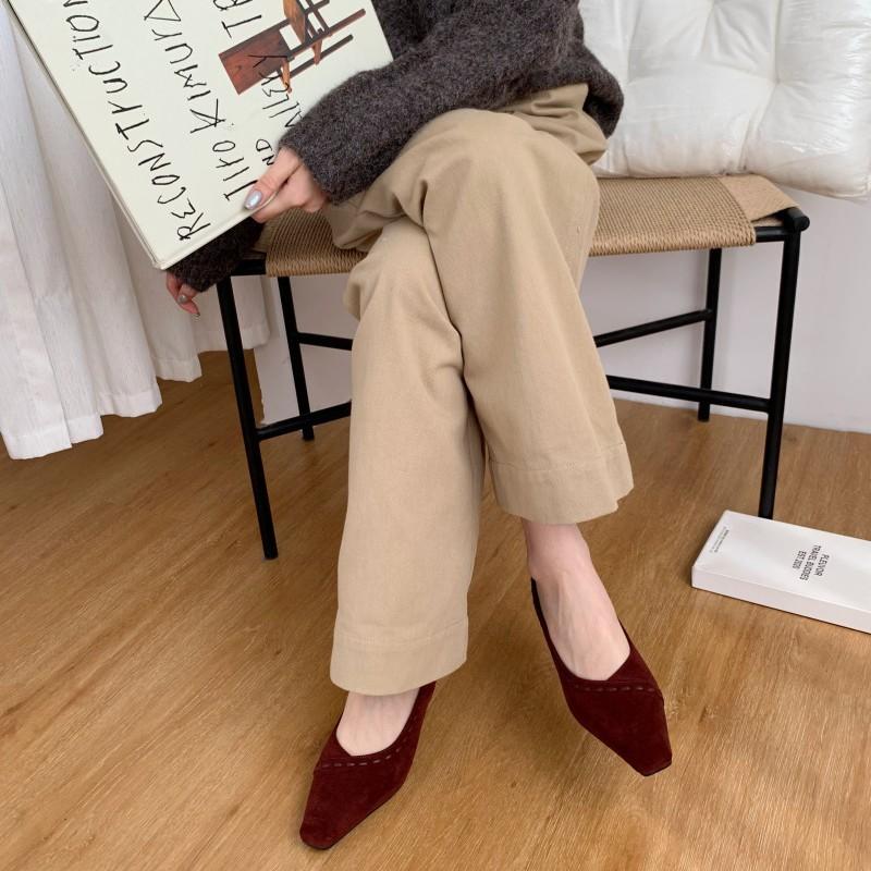 Coarse heel single shoes female versatile little fairy 2025 new shallow mouth small fragrant style work one pedal low heel Mary Jane shoes