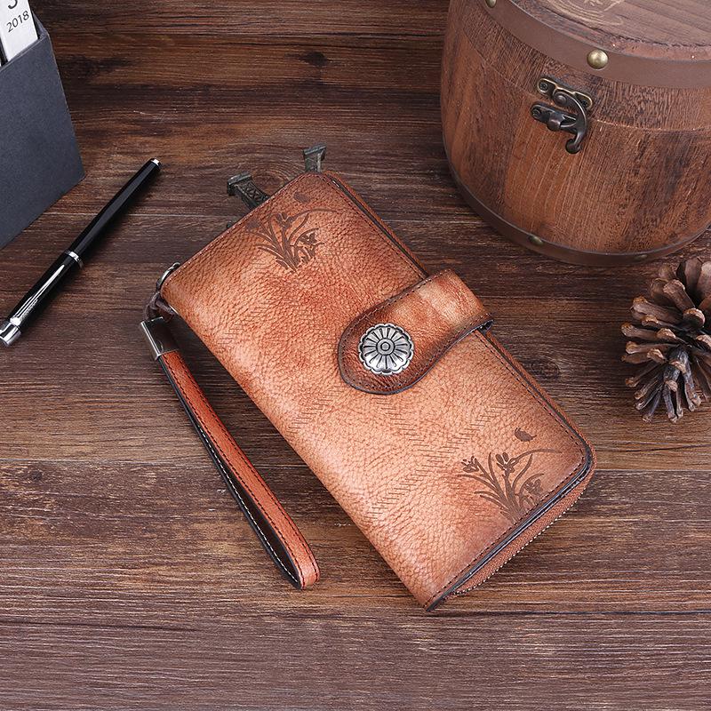 New vintage leather clutch bag Fashion top layer cowhide creative women's purse
