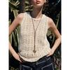 Za2025 Summer New Women Clothes Versatile Jacquard Mesh Round Neck Sleeveless Knitted Top 6771060 712