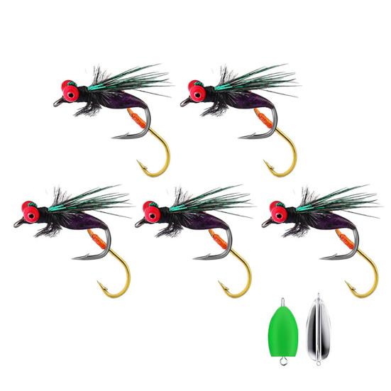 5Pcs Bionic Fishing Baits with Sharp Hook Compact Design Portable Rotatable Saltwater Freshwater Swimbaits Fly Fishing Lures