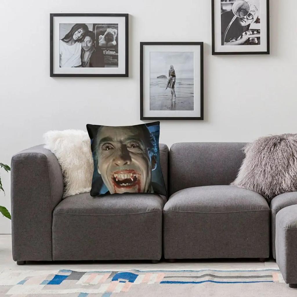 Christopher Lee Dracula 1958 Pillowcase Printed Fabric Cushion Cover Gift VAMPIRE. DRACULA. Pillow Case Cover Bed Square 40X40cm
