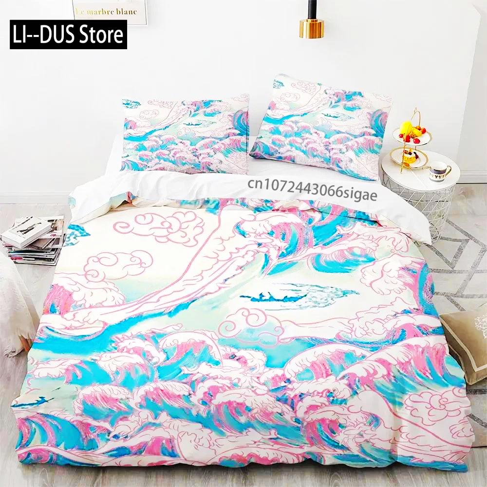 2-3 Piece Set (No Core) Japanese Style Bedding Set 3D Digital PrintingSuitable For Bedroom Duvet Cover Set Ukiyo-e Style Gift