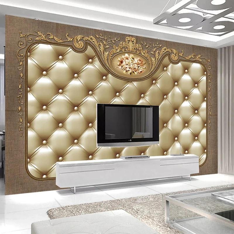 3D Photo Wallpaper For Bedroom Walls Mural European Style Soft Bag Luxury Living Room TV Background Decor Wall Painting